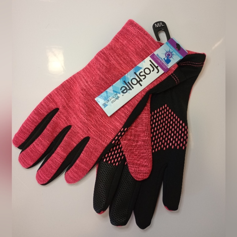 Frostbite Ladies Fleece Gloves Red & Black M/L